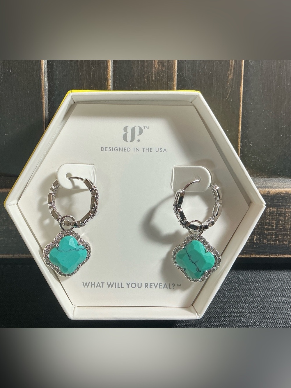 Bomb Party OG Earrings “Beach Day Babe” Turquoise Clovers ER67888